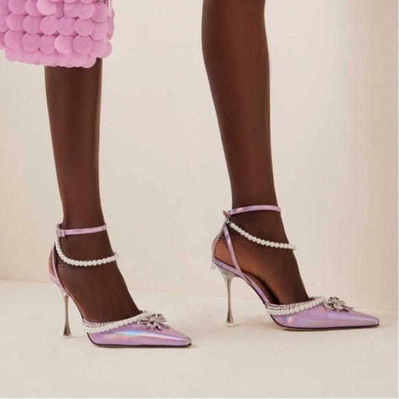 New Mach &‎ Mach Sophie Bow embellished Iridescent Leather pumps size 38.5EU - Picture 2 of 11